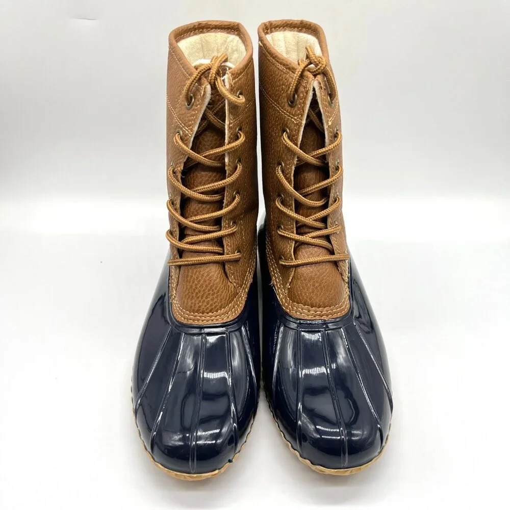 JBU By Jambu Womens Size 7.5 7.5M Tan Brown Navy Blue Waterproof‎ Duck Boots